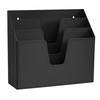 Acrimet Horizontal Triple File Folder Holder, Open Top Desktop Document Sorter for Letter Size Papers & Folders, Plastic (Black)