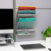 Mind Reader 4-Tier Vertical File Storage, Desktop Organizer, Wall Mount, Office, Metal Mesh, 12.5"L x 4"W x 16.5"H, Silver