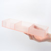 XiowDow Pink Sticky Note Holder for Desk Acrylic Pink Paper Clip Holder Clear Sticky Notes Organizer 3 Grids Memo Note Pads Storage Container Notepad