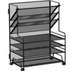 MINDEPOT 4-Tier Paper Organizer + 3-Pocket File Holder + Drawer + Pen Holders, Desktop File Organizers Paper Tray for Office Supplies School Classroo