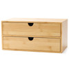 Bamboo Desk Drawer Organizer, 2 Drawer Desktop Organizer with Drawers Tabletop Storage Organization Box for Office Home Toiletries Supplies Vanity, N