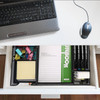 EsOfficce Desk Drawer Organizer Tray with Adjustable Compartments, 6 Grid Metal Mesh Drawer, Multi-use Desk Organizer Storage Box Set for Office,Home