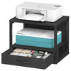 HOOBRO 2-Tier Desktop Printer Stand with Drawer, Under-Desk Printer Table with Storage Shelf, for Home Office, Kitchen, Fax Machine, Scanner, Black B