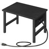 HOOBRO Printer Stand for Desk, Desktop Printer Stand with Charging Station, Small Printer Table with Storage Hook, Under Desk Printer Cart, File Rack