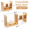 Eorbow Bamboo Desktop Bookshelf, Expandable Counter Bookcase, Storage Shelves Rack Organizer with Anti-Slip Pads, Cute Small Desk Display Cubby Top f