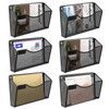 Solinxe 6 Pockets Wall File Organizer, Mesh Wall Mounted Mail Paper Document Organizer, Vertical Hanging Magazine File Holder, Metal Clipboard Storag