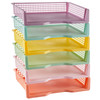 gisgfim 6 Pack Plastic Turn in Paper Trays for Classroom Pastel Storage Bin Basket Organizers for School Teacher Supplies Classroom Office Home Organ