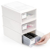 ZENFUN 3 Pack Plastic Stackable DrawerStorage Drawers Bins, Small Drawer-type Desk Organizer Boxes, Translucent Small Chest of Drawers, Stackable Dra