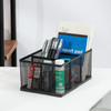 MyGift Black Metal Mesh Desk Organizer Pen Holder Pencil Holder Office Supplies Caddy with 4 Compartments