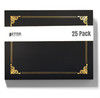 Better Office Products 25 Pack Black Certificate Holders, Diploma Holders, Document Covers with Gold Foil Border, for Letter Size Paper, 25 Count, Bl