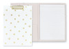 Kate Spade New York A4 Clipboard Folio with Low Profile Clip, Professional Padfolio Includes Lined Notepad, Pen Loop, and Pocket, Gold Dot with Scrip