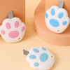 1Pc Pink Mini Box Cutter Cat Paw Shaped Utility Knives Retractable Letter Opener Envelope Slitter with Key Chain Hole Portable Carton Paper Cutter Le