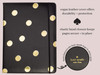 kate spade new york Black/Gold Leatherette Notepad Folio, Professional Padfolio with Lined Writing Pad, Interior Pocket, and Pen Loop, Scatter Dot
