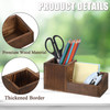Hipiwe Business Card Holder Stand for Desk Wood Business Card Display Stand with Pen Pencil Holder Cup Multi-Function Desk Stationery Organizer Box f