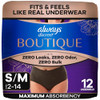 Always Discreet Boutique Incontinence and Postpartum Underwear for Women, Maximum Protection, Small/Medium, Black, 12 Count