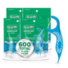 GUM Advanced Care Floss Picks - Dental Flossers for Adults with Vitamin E and Fluoride - Extra Strong Shred-Resistant Dental Floss, Fresh Mint Flavor