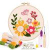 Pllieay Punch Needle Embroidery Starter Kits for Kids and Adults Beginners, Include Instructions, Punch Needle Fabric with Floral Pattern, Yarns, Emb