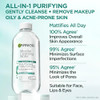 Garnier Micellar Water with Salicylic Acid, All-in-1 Mattifying Facial Cleanser and Makeup Remover for Oily and Acne Prone Skin, 13.5 Fl Oz