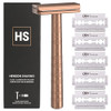 Henson Shaving Razor - Copper Double Edge Safety Razor with 5 Spare Blades - 30° Angled Precision With Superior Blade Rigidity- Reusable Single Blade