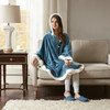 Comfort Spaces Angel Wrap Hooded Wearable Blanket Throw, Ultra Soft Giftable Plush To Sherpa Poncho Blanket Wrap With Pockets, Cozy and Warm Shawl Gi