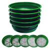 SE 13.25 Inch Wide Stackable Classifier Gold Prospecting Pan Set - Includes 1/2" 1/4" 1/8" 1/12" and 1/20" Stainless Steel Mesh Sifting Pans, Green,