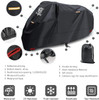 XYZCTEM Motorcycle Cover -Waterproof Outdoor Storage Bag, Made of Oxford Material, Fits up to 116" Harley Davison and All Motors (Black& Lockholes& P