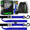 Rhino USA Motorcycle Tie Down Straps (2 Pack) Lab Inspected 2,200lb Break Strength, Steel Cambuckle Tiedown Set with Integrated Soft Loops - Better T