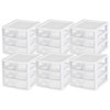 Sterilite Clearview Plastic Multipurpose Small 3 Drawer Desktop Storage Organization Unit for Home, Classrooms, or Office Spaces, White, 6 Pack
