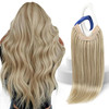 Sunny Hair Wire Hair Extensions Real Human Hair Softness 18 Inch 85G Color 16/22 Golden Blonde Highlights Medium Blonde Invisible Transparent Line Ad