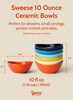Sweese 10 oz Small Porcelain Bowls - Set of 6 - Ceramic Serving Bowls versatile for Cereal, Fruit, Dessert, Ice Cream, Snack & Yogurt - Rainbow Color