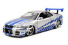 Jada Toys Fast & Furious Brians 2002 Nissan Skyline R34 Die-cast Car, 1:24 Scale, Silver & Blue