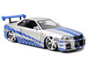 Jada Toys Fast & Furious Brians 2002 Nissan Skyline R34 Die-cast Car, 1:24 Scale, Silver & Blue