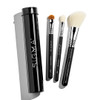 Sigma Beauty Travel Essential Trio - Makeup Brush Set for Foundation Powder Eyeshadow - 3 Tool Brushes with Brush Tin Holder - Skin Safe, Vegan Makeu