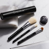 Sigma Beauty Travel Essential Trio - Makeup Brush Set for Foundation Powder Eyeshadow - 3 Tool Brushes with Brush Tin Holder - Skin Safe, Vegan Makeu