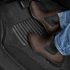 BDK Floor Mats for Cars, Two-Tone Carpet with Faux Leather Accents, Automotive Floor Mat Set with Built-In Heel Pad, Stylish Interior Car Accessories