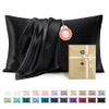 Bedsure King Size Satin Pillowcase Set of 2 - Black Silky Pillow Cases for Hair and Skin with Envelope Closure, Similar to Silk Pillow Cases, Gifts f