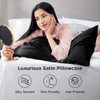 Bedsure King Size Satin Pillowcase Set of 2 - Black Silky Pillow Cases for Hair and Skin with Envelope Closure, Similar to Silk Pillow Cases, Gifts f