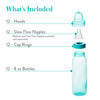 Evenflo Feeding Classic Tinted Plastic Standard Neck Bottles for Baby, Infant and Newborn, Pink/Lavender/Teal, 8 Oz, 12 Bottles