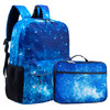 Fenrici Kids Backpack with Lunch Box Set for Boys and Girls, School Bag with Laptop Compartment and Insulated Lunch Bag, Galaxy Blue