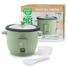 GreenLife Rice Cooker with Removable PFAS-Free Ceramic Nonstick Pot, 3-Cups Uncooked/6-Cups Cooked, Grains & Oatmeal Multicooker, Compact One-Switch
