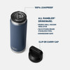 YETI Rambler 26 oz Bottle, Vacuum Insulated, Stainless Steel with Chug Cap, Navy