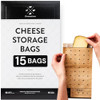 Formaticum - 15-Pack Cheese Storage Bags - 6.25 x 11 Wax Paper Bags to Keep Cheese or Charcuterie Fresh - Professional Grade Cheese Paper for Wrappin