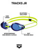 ARENA Tracks Unisex Junior Youth Essential Racing Swim Goggles Kids Swimmers Young Racers Anti-Fog Coated Non-Mirror Lens, Blue/White/Fluo Yellow