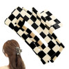 AEGYPIUS Checker Claws Tortoise Barrettes Claw Clips for Women's Hair - Acetate Material, Classic Lattice Pattern, No-Slip Grip, Square Hair Claw Cli
