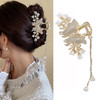 Butterfly Hair Clip Gold Metal Hair Claw Clip Bell Orchids Pearl Tassel Fashion Nonslip Hair Clips Cute Claw Clips with Rhinestones Designs Thick Hai