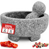 PriorityChef Granite Mortar and Pestle Set - 8 Inch Natural Stone Molcajete Mexicano for Spices, Seasonings, Pastes - Pestle and Mortar Bowl for Fres