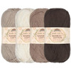 JubileeYarn Baby Soft Bamboo Cotton Yarn - 50g/Skein - Shades of Brown - 4 Skeins
