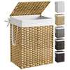 SONGMICS Laundry Hamper with Lid, 23.8 Gallon (90 L) Synthetic Rattan Clothes Laundry Basket with Lid and Handles, Foldable, Removable Liner, Goose Y