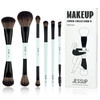 Jessup Makeup Brush Set 6pcs Double Sided Makeup Brushes Foundation Contour Blush Highlight Blending Eyebrow Brush Eyeshadow Brush, Vegan Fiber Make