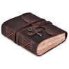 LEATHER VILLAGE Vintage Leather Journal  200 Handmade Vintage Deckle Edge Paper  Leather bound Journal For Women Men  Vintage Key Closure - Book o